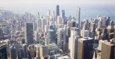 Pictured: An overhead view of downtown Chicago Illinois.