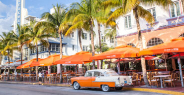Pictured: The street outside of Ocean's Ten restaurant in South Miami Florida.