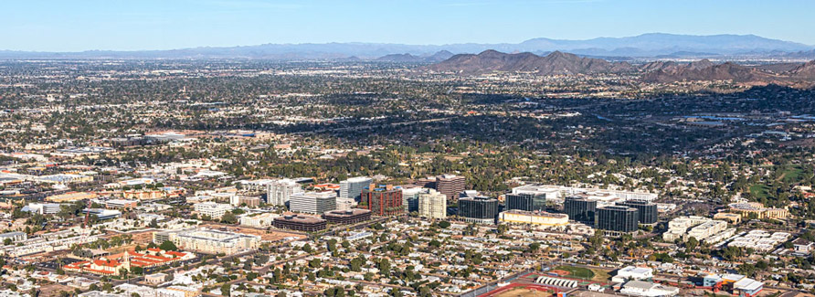 This is an aerial view of the city of Phoenix where ASTA-USA offers professional translation services.