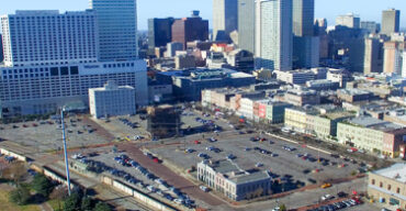 Pictured: A cityscape of downtown New Orleans Louisiana.