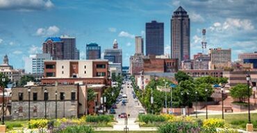 This is a picture of downtown Springfield Missouri on a clear day.
